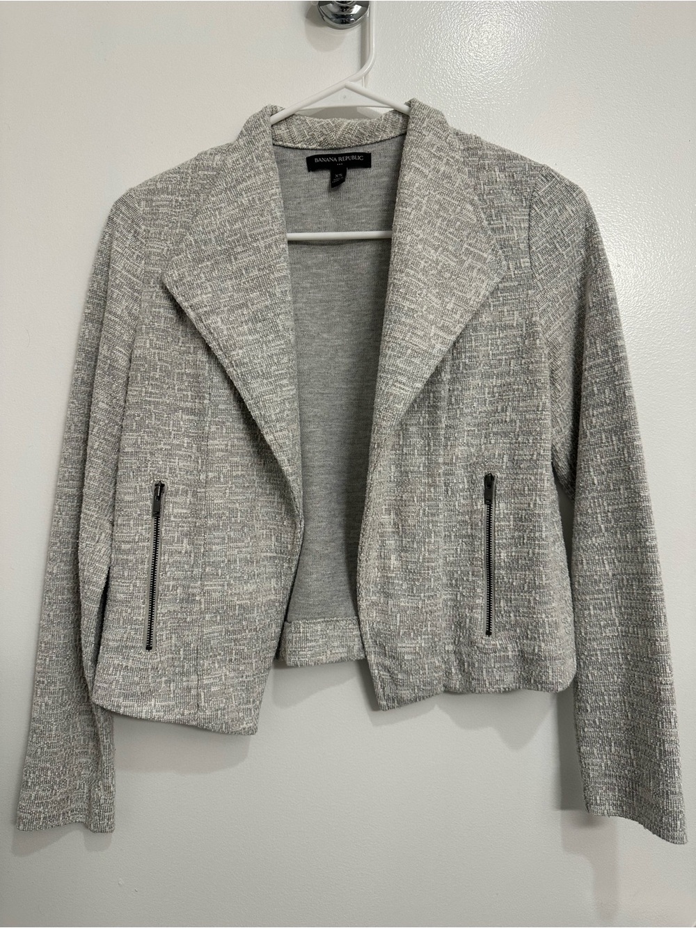 Banana Republic Light Gray Textured Open-Front Blazer